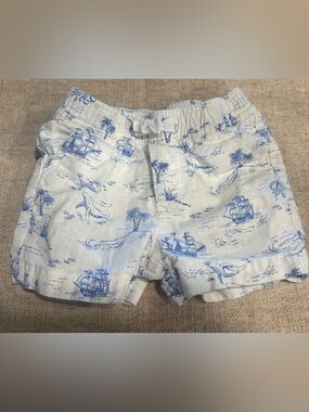 Janie and Jack White Shorts with Blue Nautical Print 6-12 months